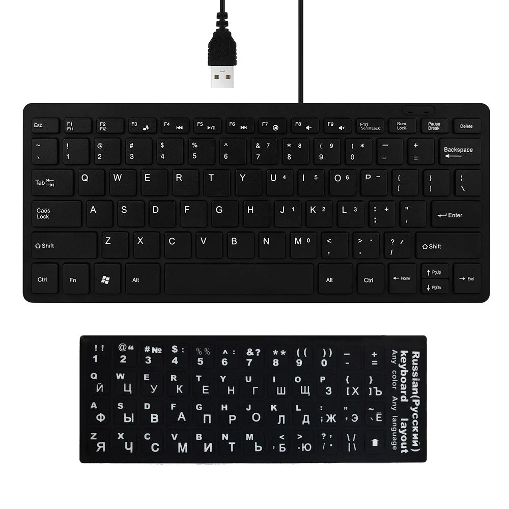 Ultra Thin USB 2.0 Wired Keyboard Mini 78 Keys Multimedia