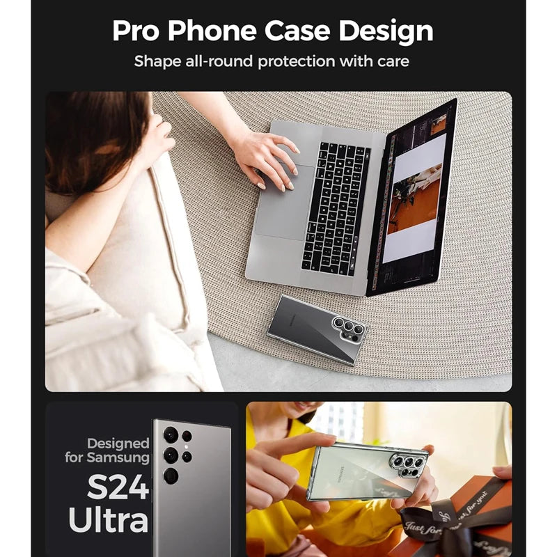 Clear Silicone Case for Galaxy S24 S23 S22 S21 Ultra - Smarsty