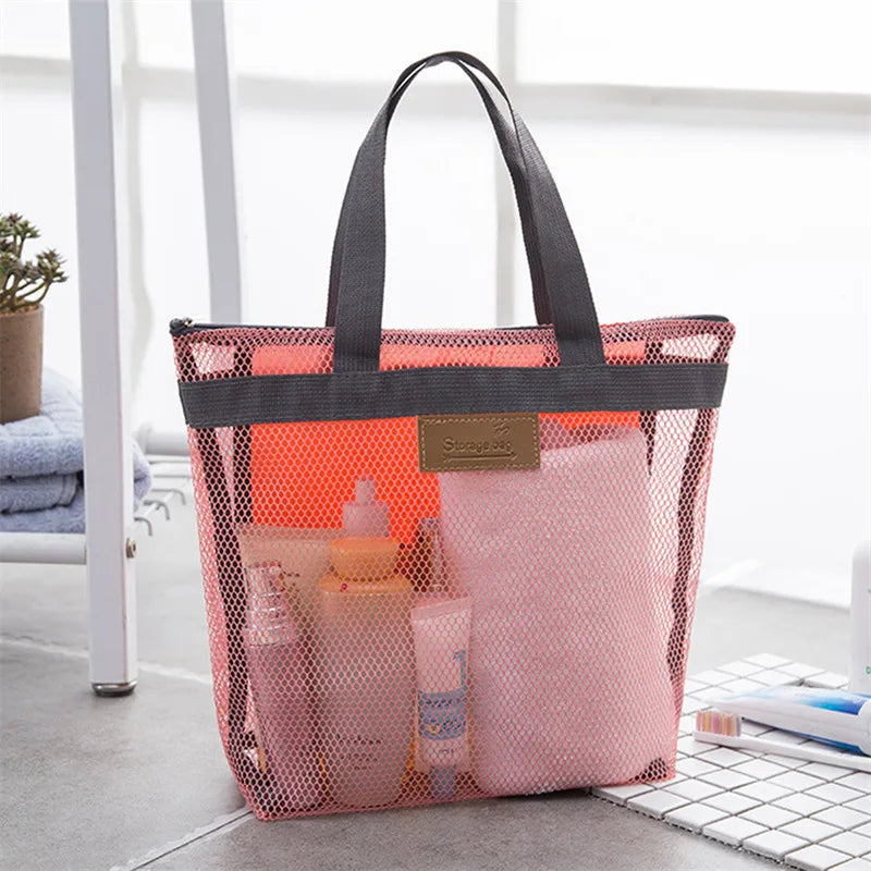 Mesh Makeup Toiletry Storage Bags Handbags Portable Travel Washing Body Shower Tools Organizer Hanging Cosmetic Organizer Pouch - Smarsty
