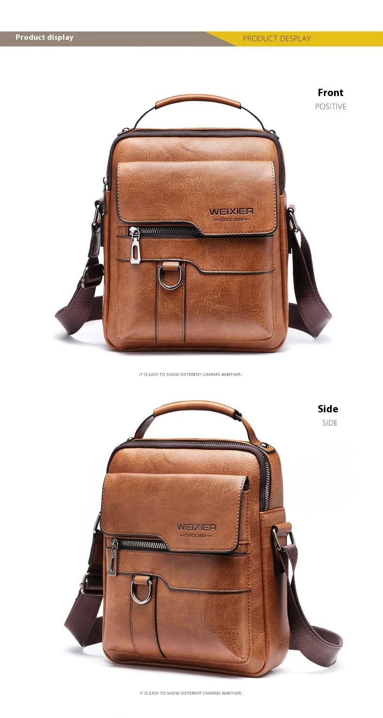 Mens PU Leather Shoulder Bag Crossbody for Travel Everyday - Smarsty