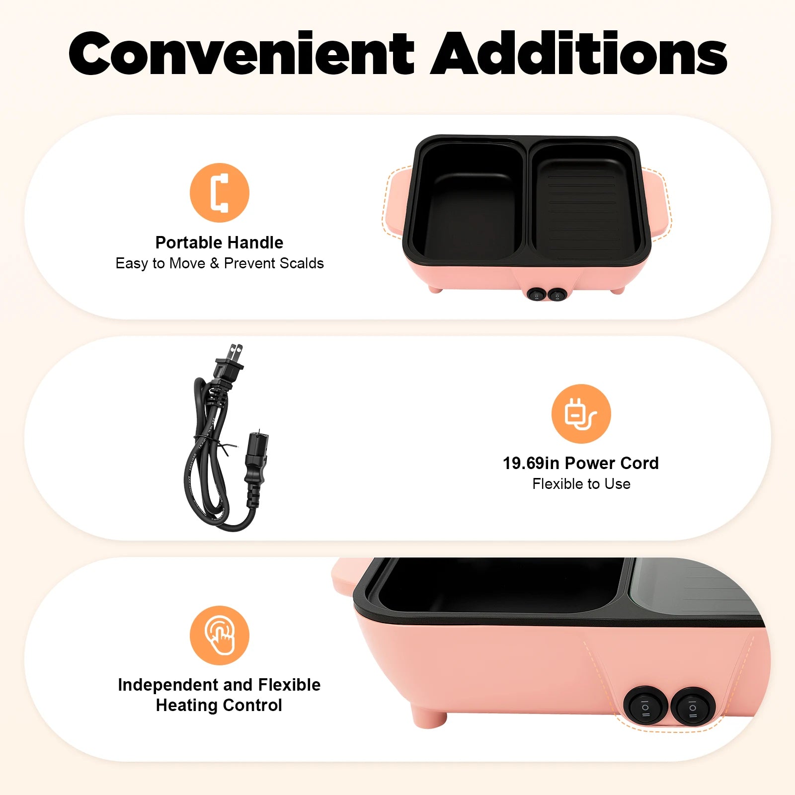 2-in-1 Electric Hot Pot with Griddle Tabletop Non-stick Pan Vegetable Grill Cooker BBQ Shabu Pot Household Noodles Cooking Pot