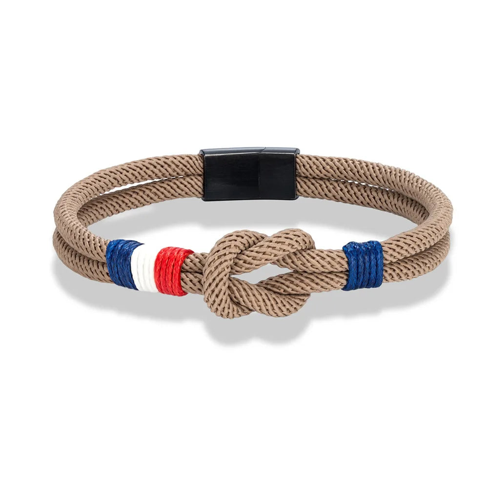 Black Stainless Steel Rope Bracelet Handmade Double Layer - Smarsty