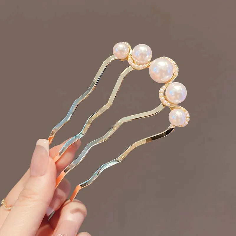 Korean U Shaped Pearl Hairpins for Elegant Styling - Smarsty