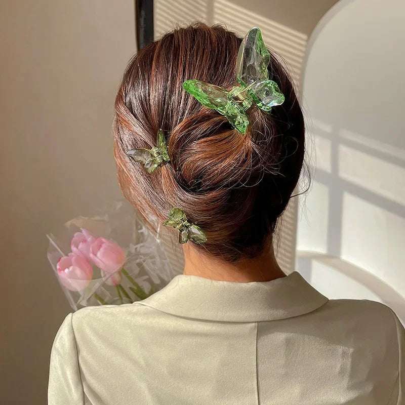 Cute Transparent Butterfly Hair Claw Clips Non Slip - Smarsty
