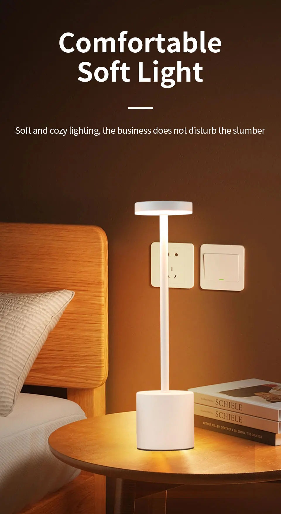 Classic Table Lamp USB Rechargeable Night Light Stepless Dimming Touch Desk Lamp 3 Colors Bedside Lamp Bar Hotel Decoration - Smarsty