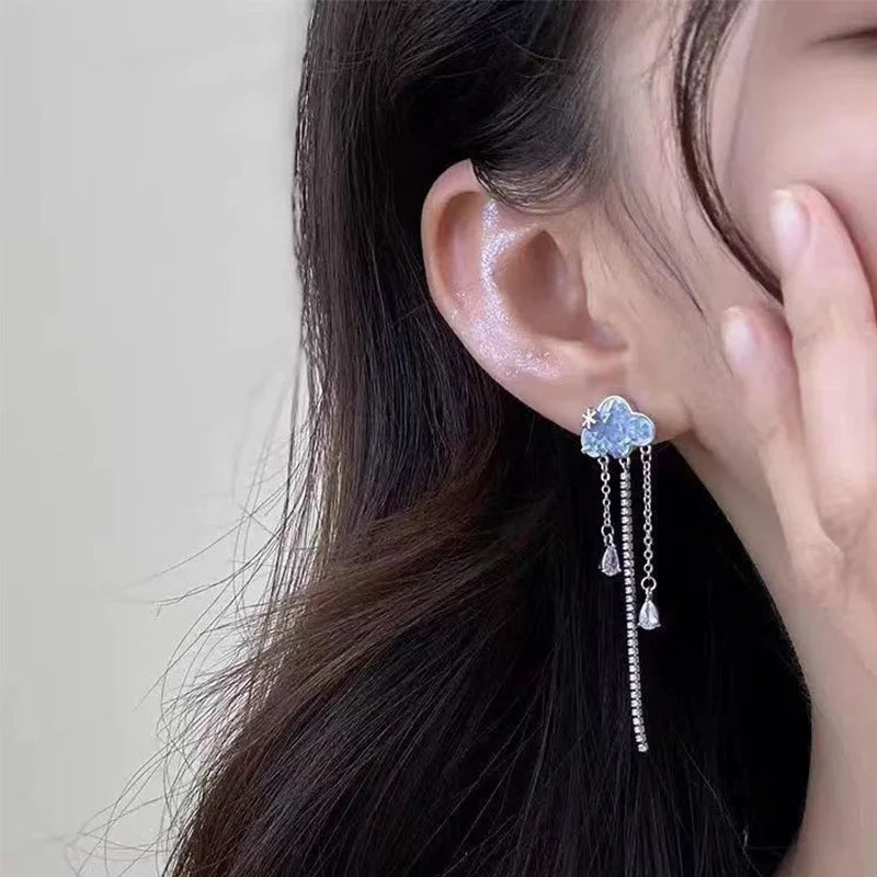 Y2K Pink Heart Star Tassel Earrings for Trendy Kpop Style - Smarsty
