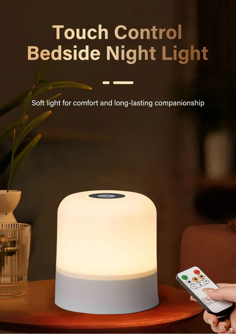 Dimmable LED Table Lamp With Remote 16 Color Options - Smarsty
