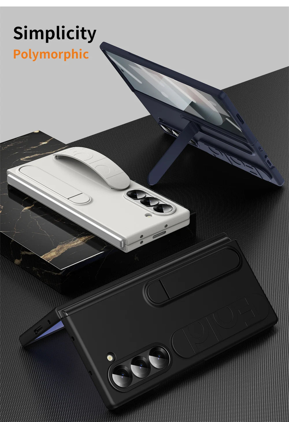 Premium Galaxy Z Fold Hand Strap Case With Folding Stand - Smarsty