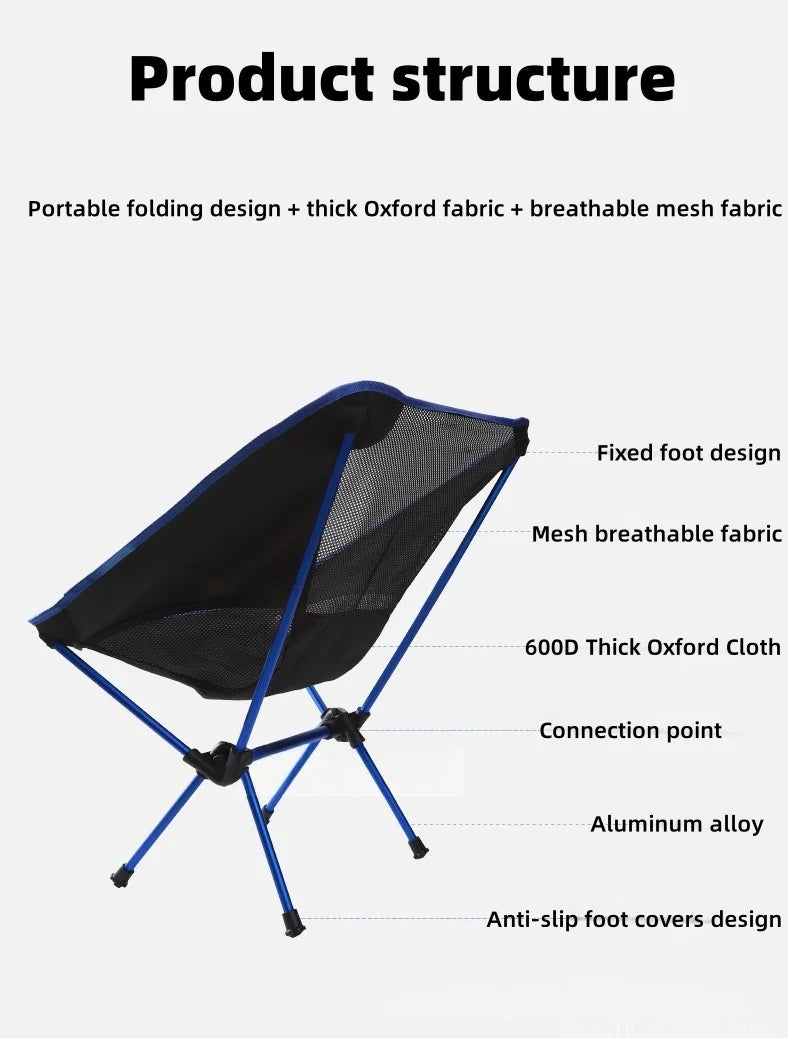 Outdoor foldable chair - ultra-light fishing camping leisure reclining chair - aluminum alloy moon chair - outdoor chair by Smarsty