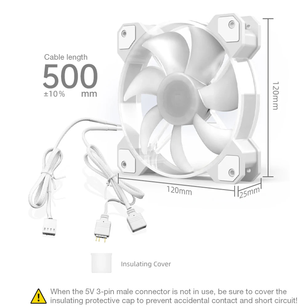 12cm Chassis Cooling Fan 16LED Lamp Beads Silent Chassis Cooler 5V 3PIN ARGB 12V 4PIN PWM Speed Regulation for Desktop Computer