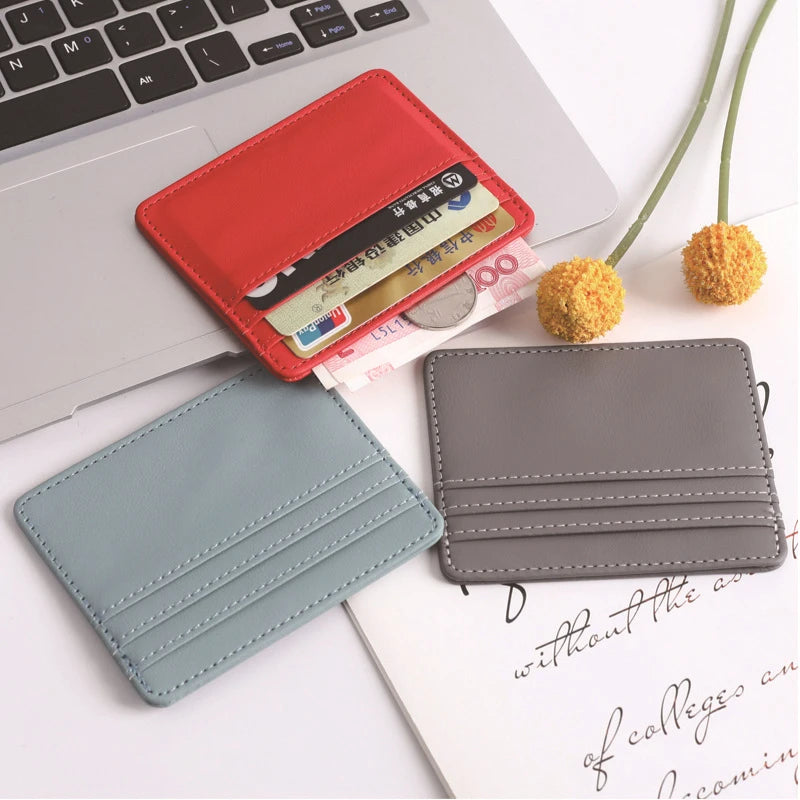 1Pc Pu Leather ID Card Holder Candy Color Bank Credit Card Box Multi Slot Slim Card Case Wallet Women Men Business Card Cover - Smarsty