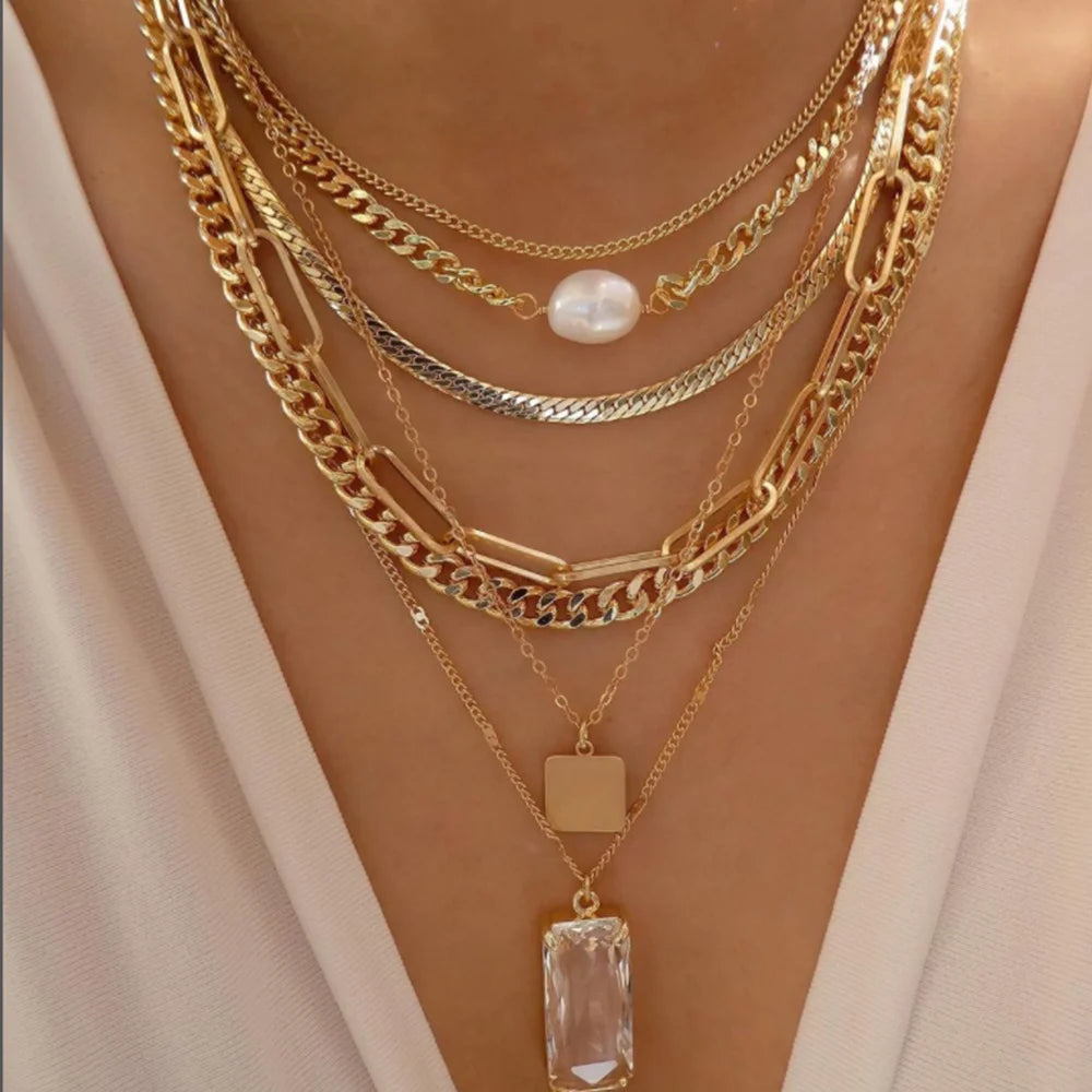 Vintage Gold Boho Layered Necklace Set for Women - Smarsty