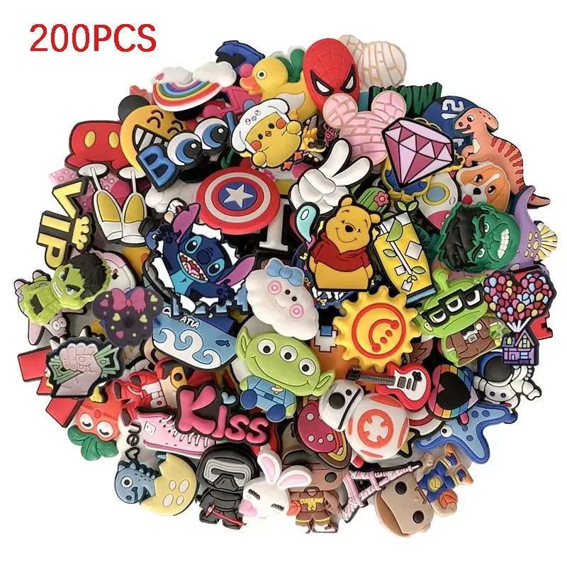 30/90pcs Random Pattern Shoe Charms Set For Clogs Bag Bubble Slides Sandals, PVC Shoe Decorations Beach Bag Accessories Gift