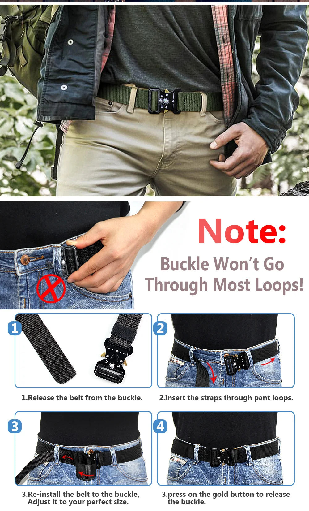 Men's Multi Function Tactical Canvas Belt with Compass - Smarsty
