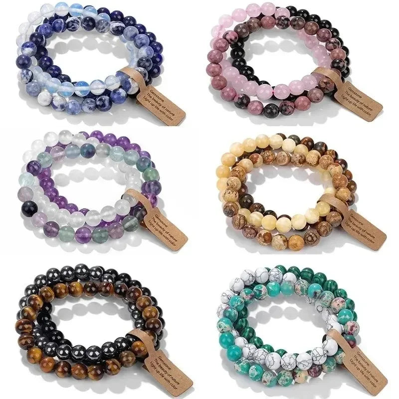 Natural Amethyst Crystal Beads Women's Bracelet Multi Layered Design - Smarsty