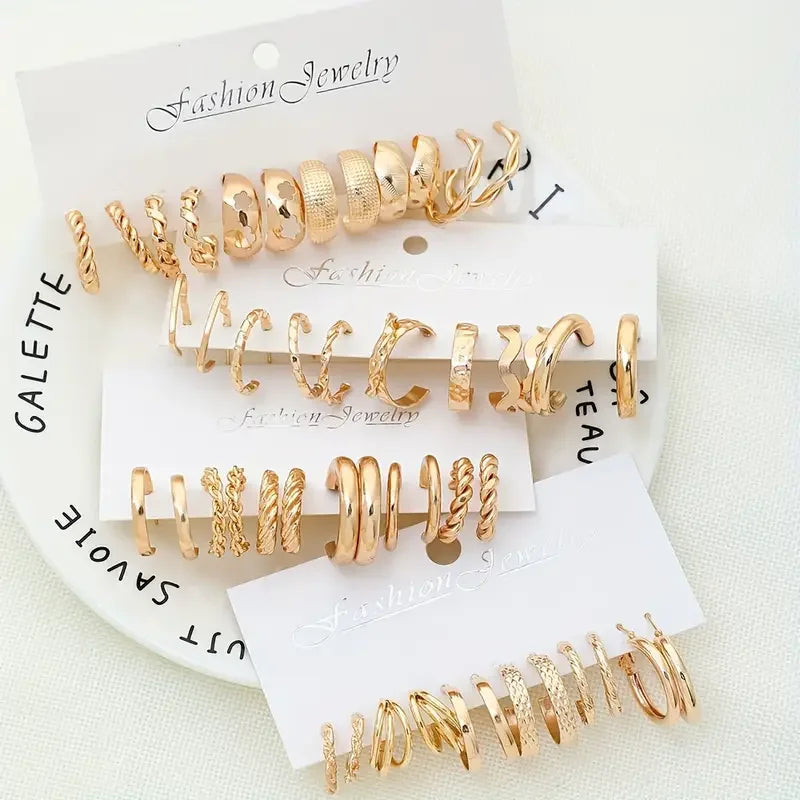 Vintage-Inspired Small Hoop Earring Set for Women - Smarsty