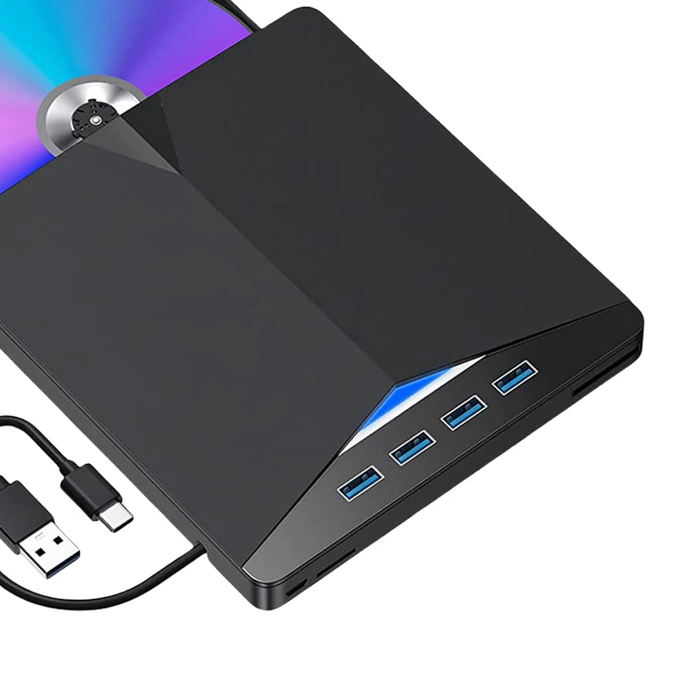 7 In 1 USB3.0 Type-C External Mobile Drive CD DVD Burner Plug-and-Play Slim for Windows 11/10/8/7/Linux/ OS