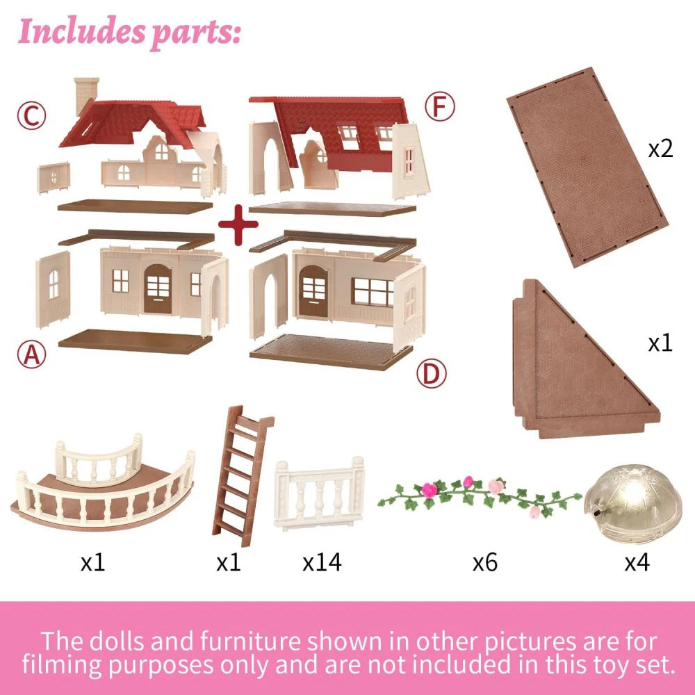 1/12 Dollhouse Furniture Family House Villa Simulate Forest Rabbit Animal Family Miniature Scene Toy Display Furniture Toy Gift by Smarsty