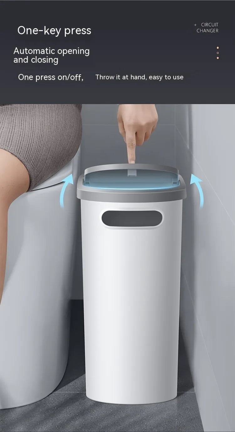 Toilet Trash Can Holder Clip Home Press Type Toilet Trash Can with Lid for Living Room, Bedroom, Kitchen Large Capacity