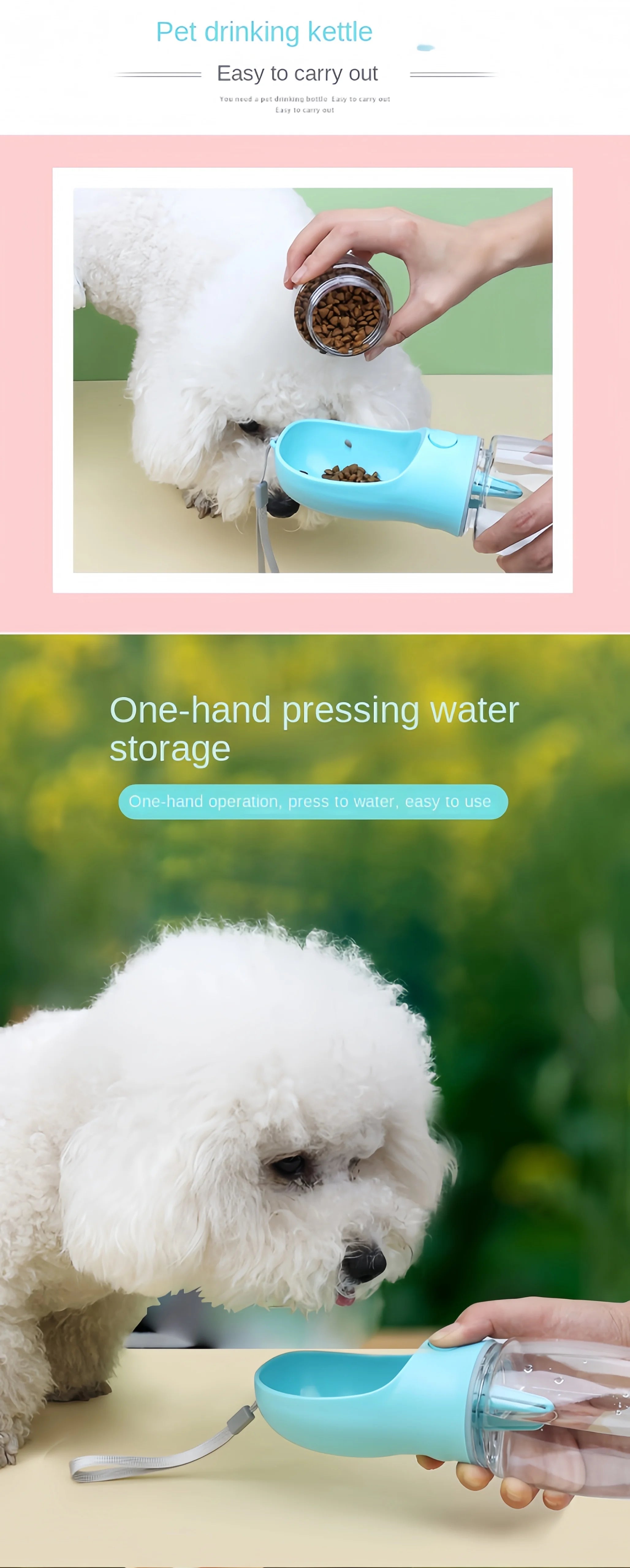 Portable Dog and Cat Water Bottle with Food Storage - Smarsty