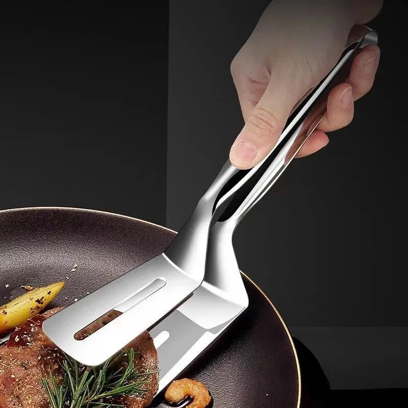 Professional Stainless Steel Food Turner&Tongs,Non-Slip Heat Resistant for Grilling Steak Fish,Multi-PurposeKitchen Flipper Tool - Smarsty