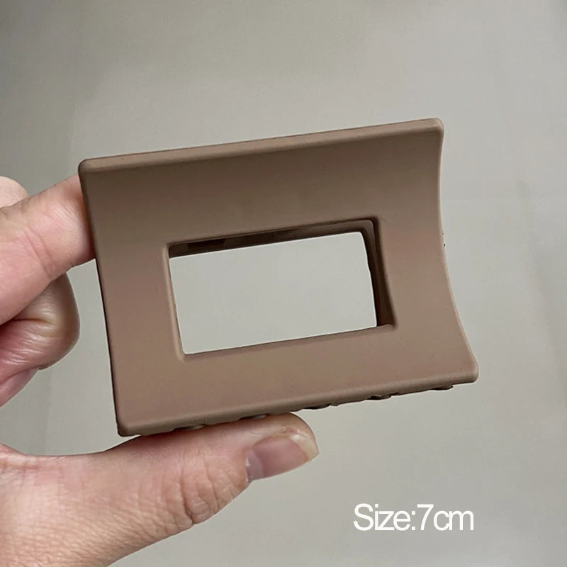 Korean Coffee Beige Acrylic Geometric Hair Claw Clip Large - Smarsty