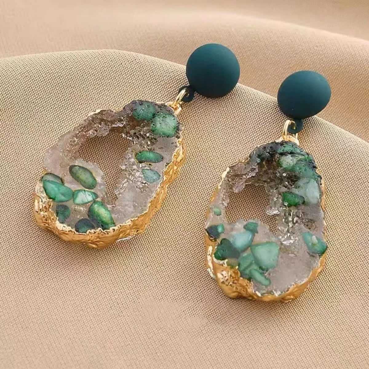 Vintage Emerald Drop Earrings for Women Trendy Fairycore Style - Smarsty