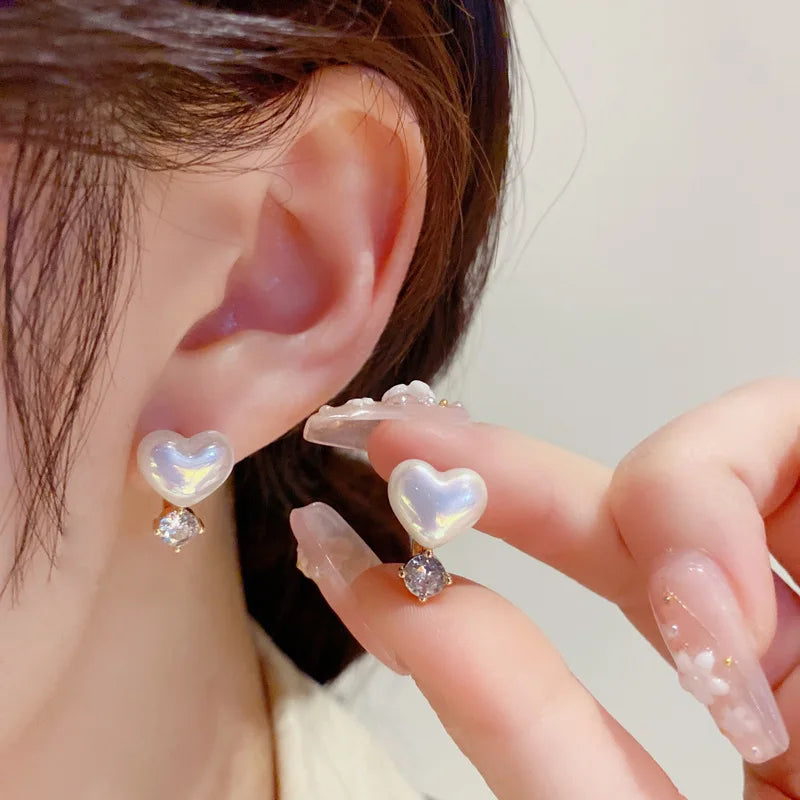 Pearl Long Earrings With Rhinestones For Wedding Fashion - Smarsty