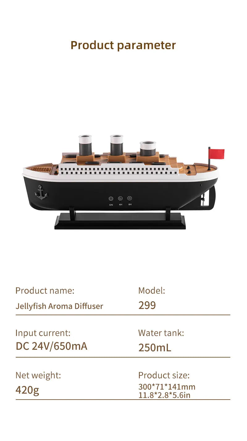 Ship Train Shape Ultrasonic Humidifier With Colorful Lights - Smarsty