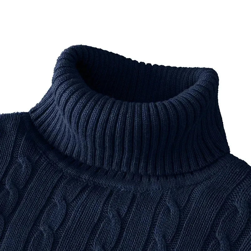 Autumn Men's Long Sleeve Knitted Sweaters Men's Slim Fit Turtleneck Sweater Casual Pullover Sweater Lightweight Ribbed Sweater - Smarsty