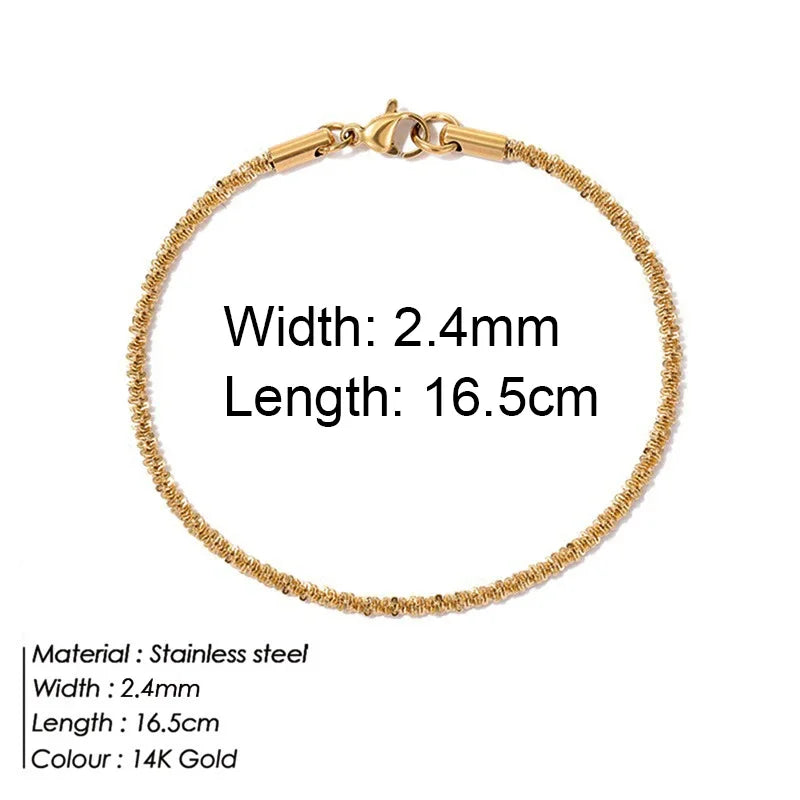 Gold Stainless Steel Twist Chain Bracelet for Women - Smarsty
