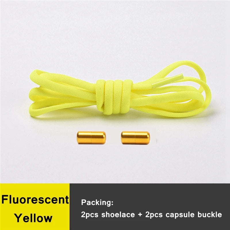 21 Colors No Tie Shoelaces Round Color Metal Lock Elastic Shoelace General For Children And Adults Sneakers Lazy Laces Unisex - Smarsty