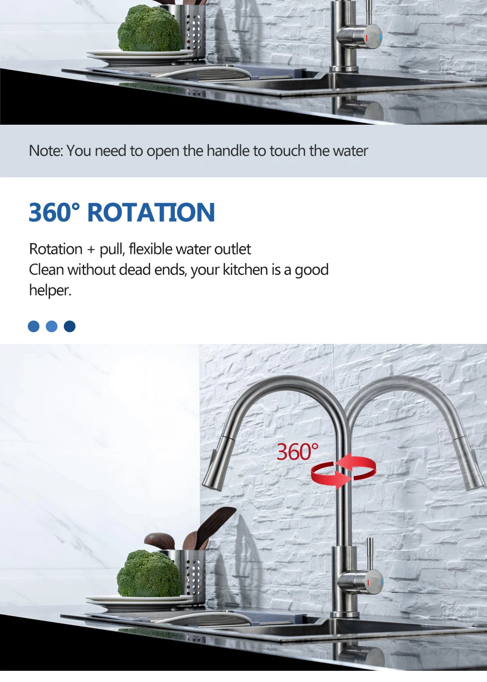 DQOK Smart Touch Control Kitchen Faucet with Pull Out Spray - Smarsty