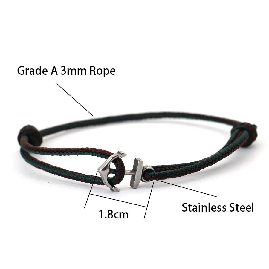 Men's Anchor Bracelet Adjustable Marine Rope Jewelry - Smarsty
