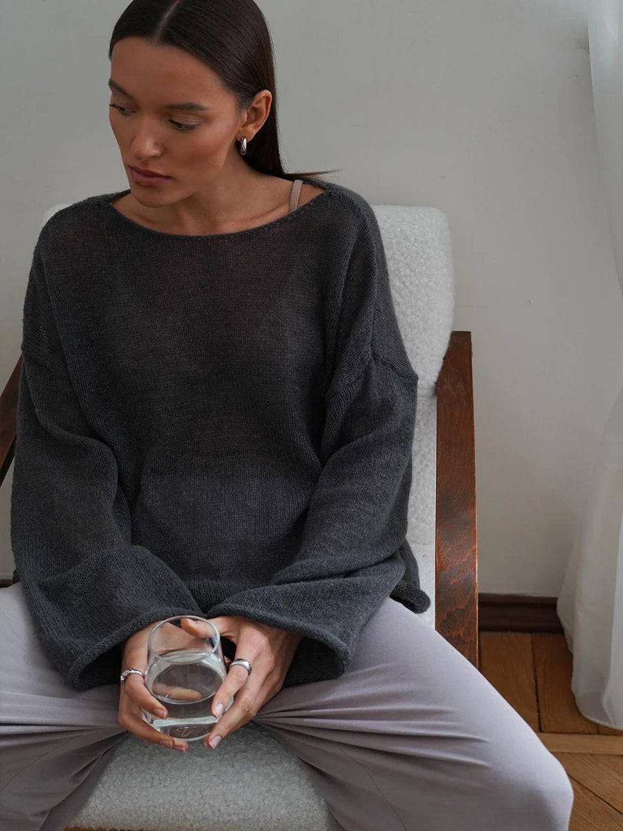 Hirsionsan Elegant Sweater Women 2024 Summer Autumn Casual Fashion Loose Women Pullovers Chic Pink White Jumper Sueter Mujer - Smarsty