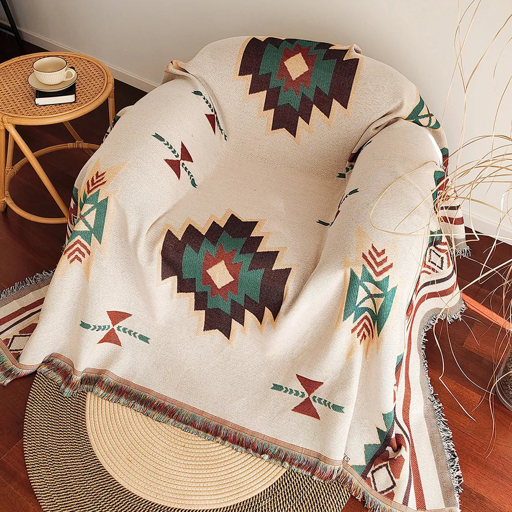 Oversized Aztec Blanket With Fringe For Cozy Comfort - Smarsty