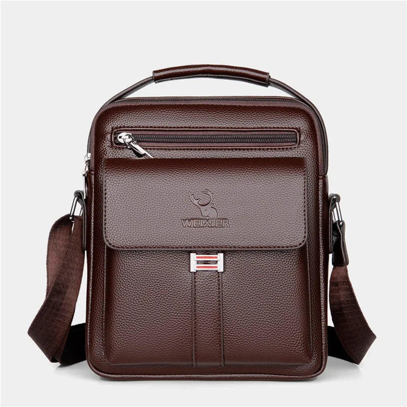 Mens Crossbody Bag Waterproof PU Leather Large Capacity - Smarsty
