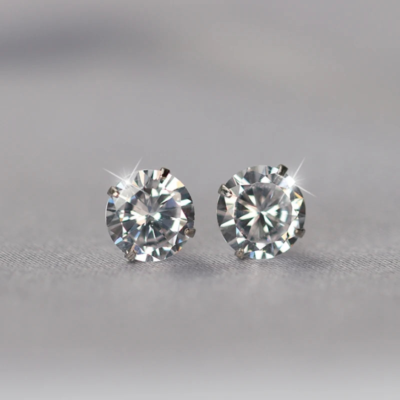 925 Sterling Silver CZ Stud Earrings Tiny Dainty Gift - Smarsty