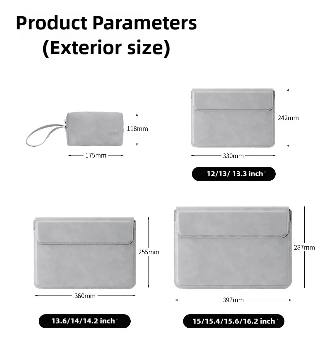 PU Laptop Sleeve 13 To 15 Inch No Zipper CaseGuard