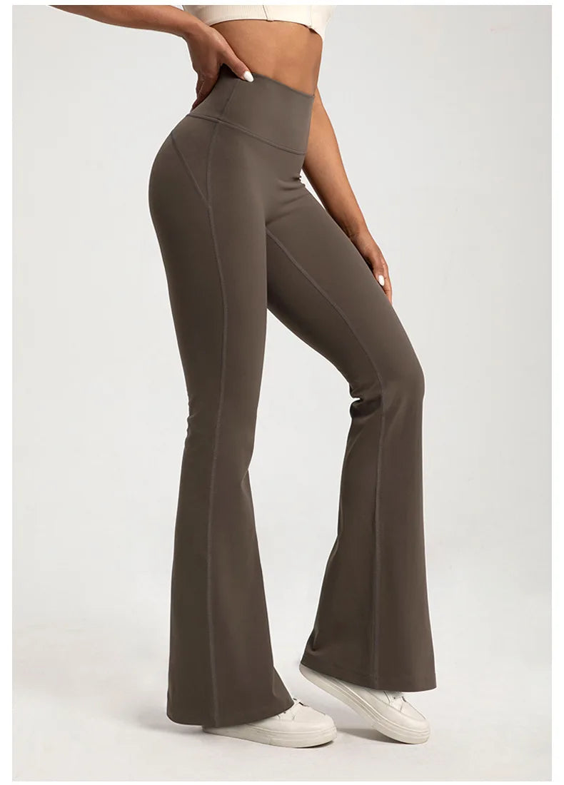 Naked High Waisted Waist Cinching Hip Lifting Fitness Exercise Elastic Bell Bottom Pants Women Casual Outdoor Running Yoga Pants - Smarsty