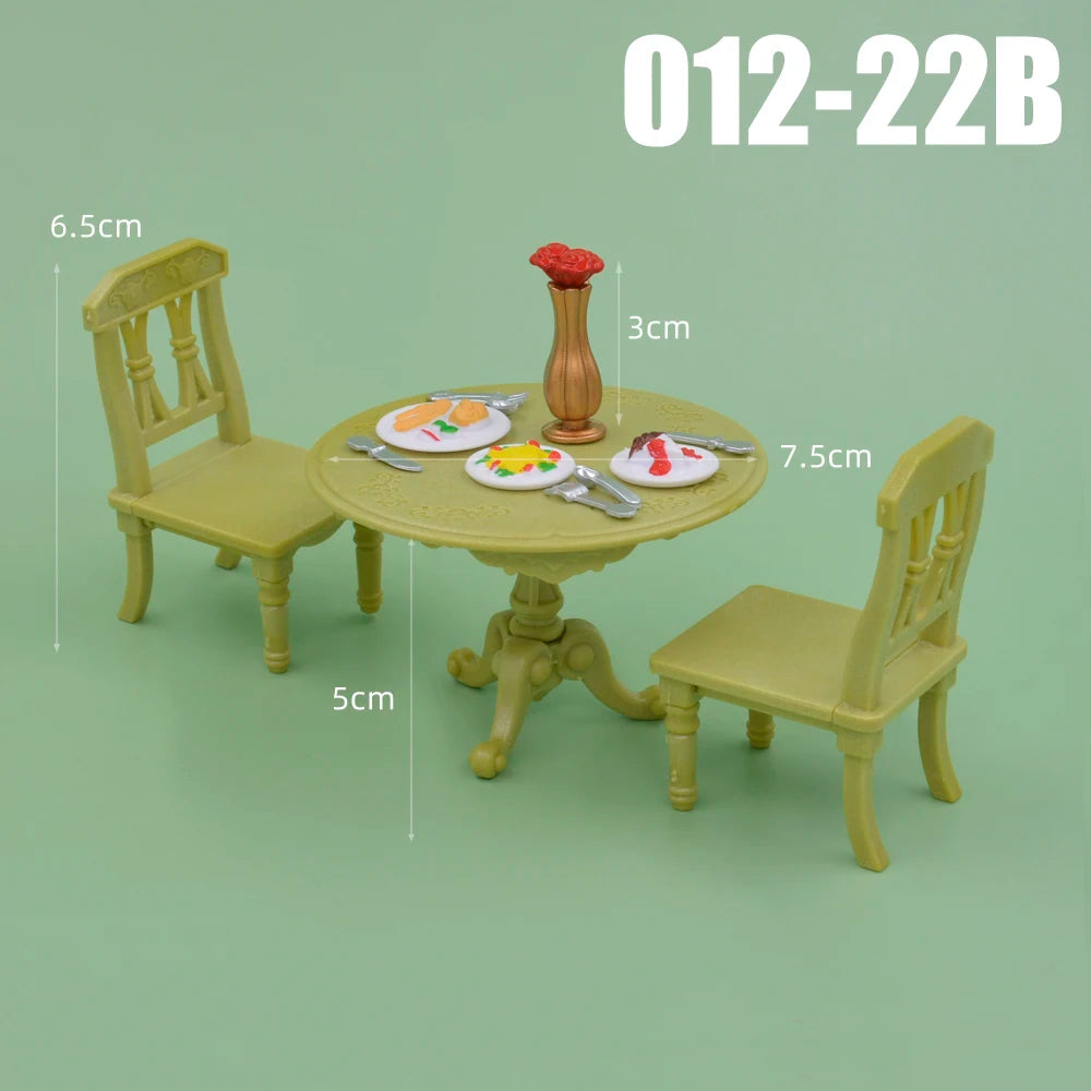 Dollhouse Furniture Kitchen Play Set Miniature Refrigerator 1:12 Mini Food Living Room Sofa Set Pretend Play Accessores Toy by Smarsty