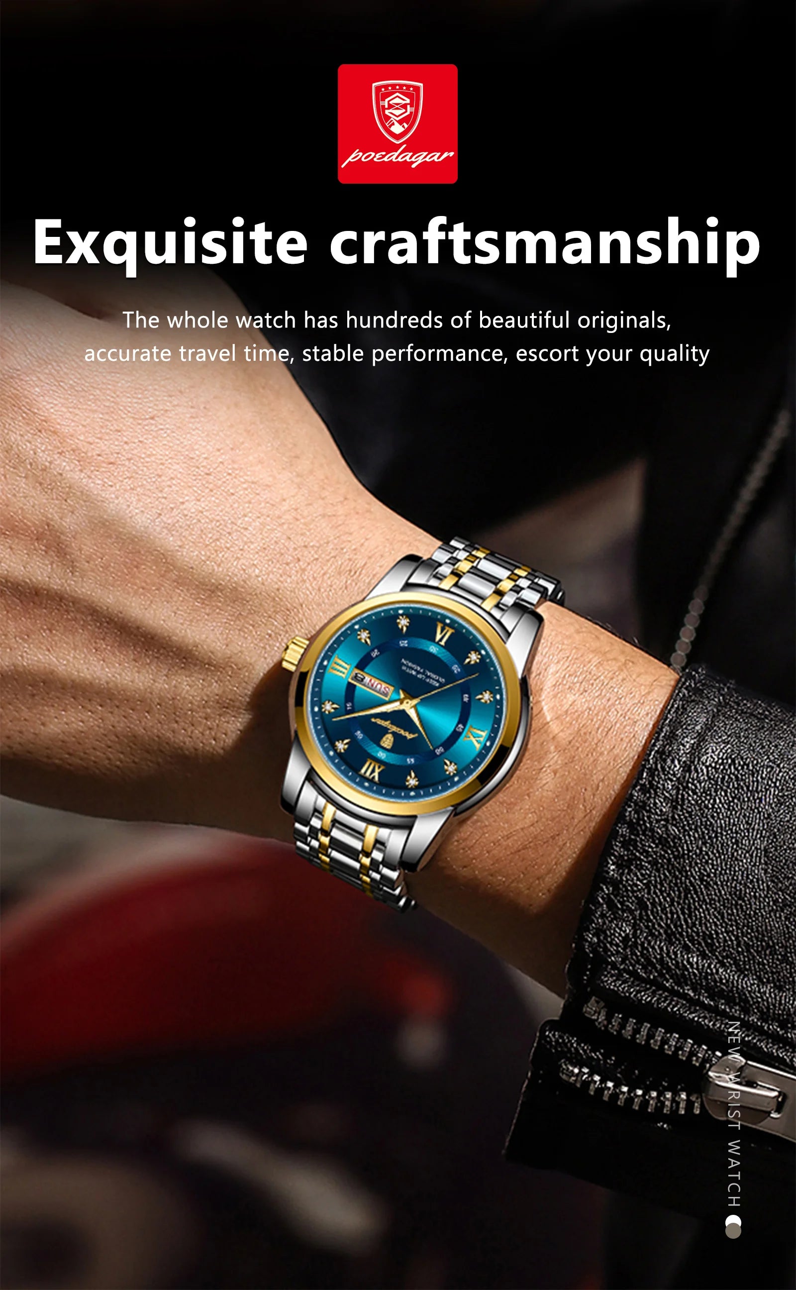 POEDAGAR Luxury Waterproof Men's Watch with Luminous Dial - Smarsty