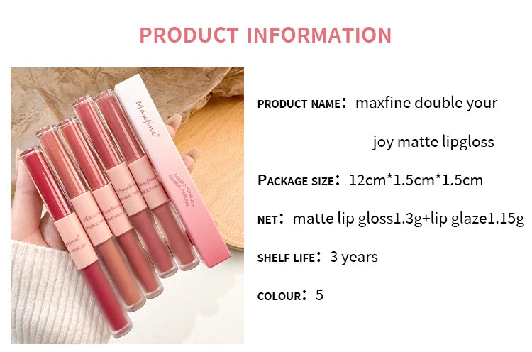 Double End Lip Glaze Glossy Color and Moisture - Smarsty