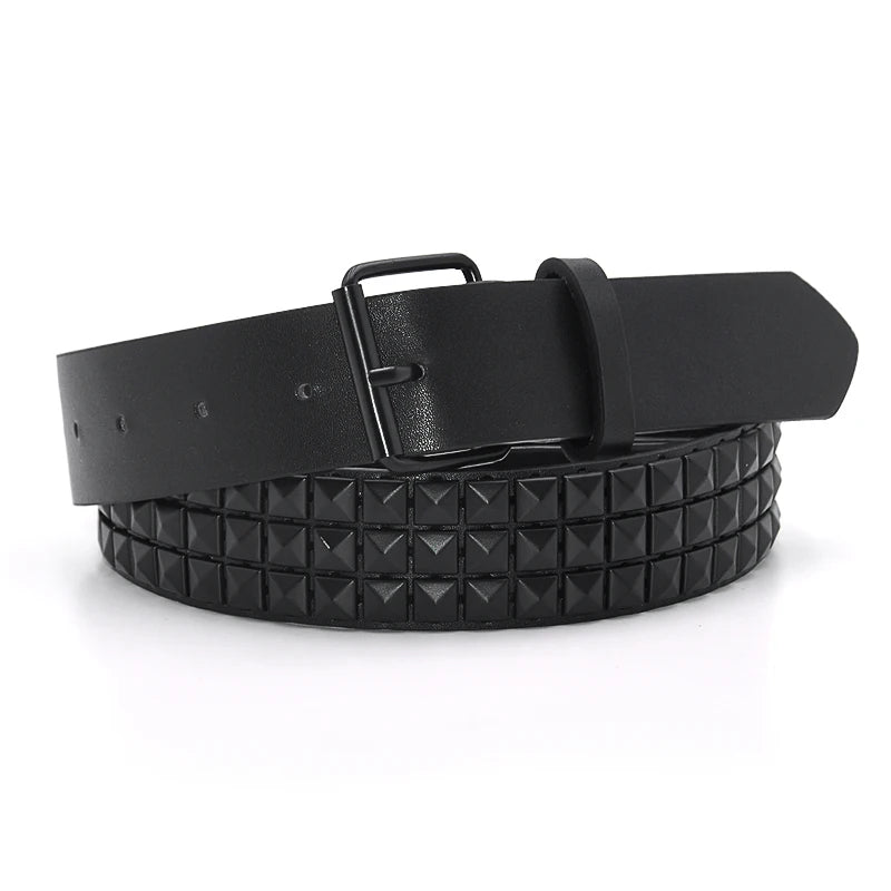 Pyramid Rivet Studded Belt Punk Rock Pin Buckle - Smarsty