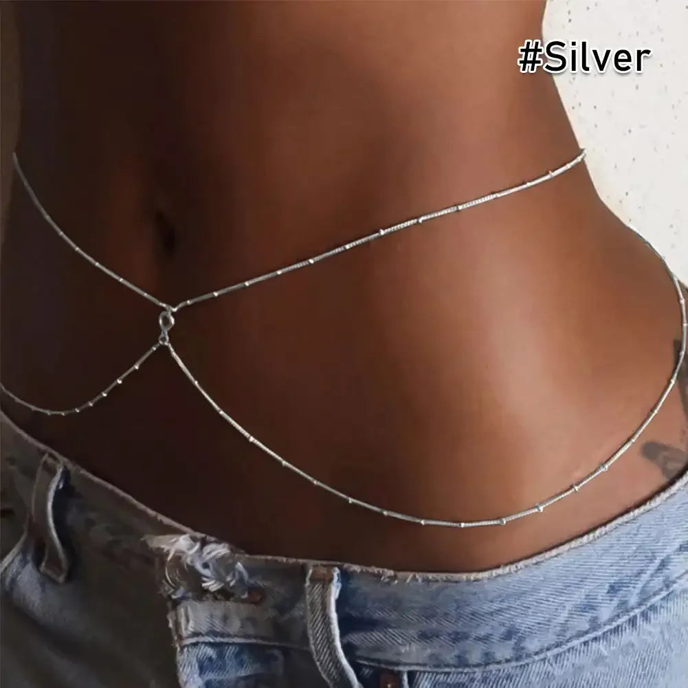 Women’s Boho Rhinestone Metal Waist Chain Jewelry - Smarsty
