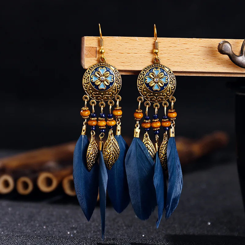 Trendy Bohemian Vintage Tassel Drop Earrings for Women - Smarsty