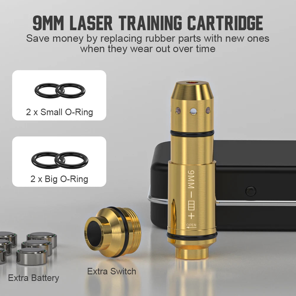 9mm Red Dot Laser Training Cartridge Dry Fire Tactical Bullet Trainer for Pistol Marksmanship