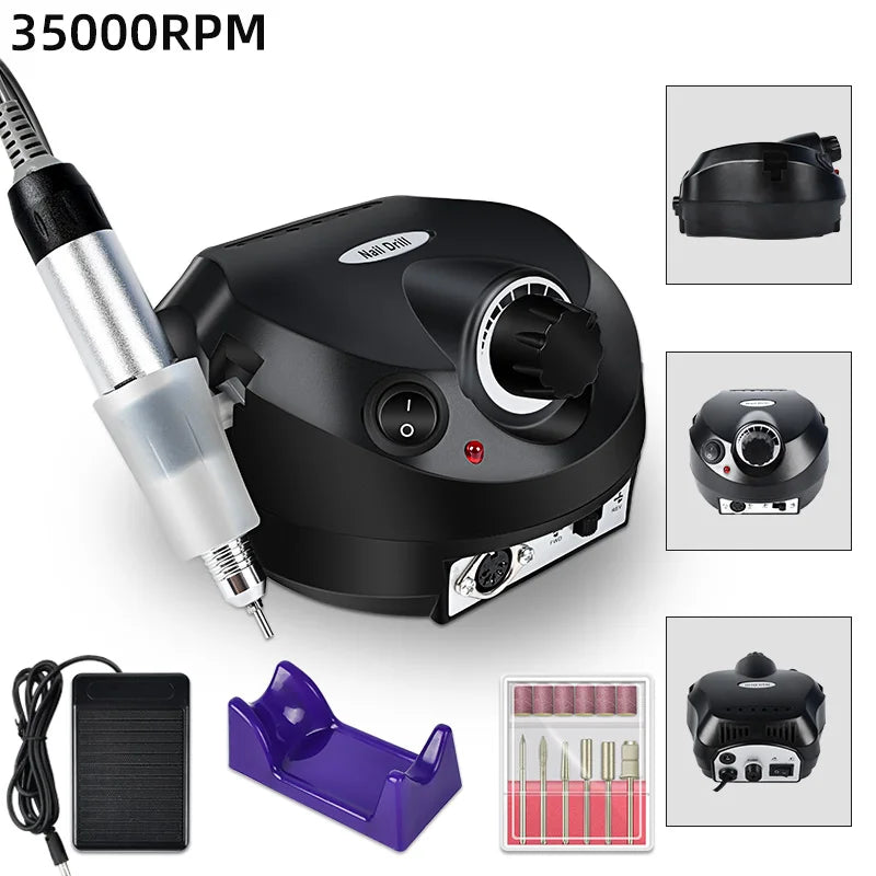 Professional Electric Nail Drill 35000RPM Portable Manicure Machine - Smarsty