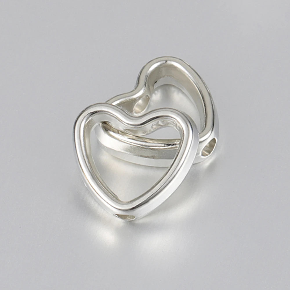 50pcs Heart Frame Beads Double Hole Spacers for Jewelry Making - Smarsty