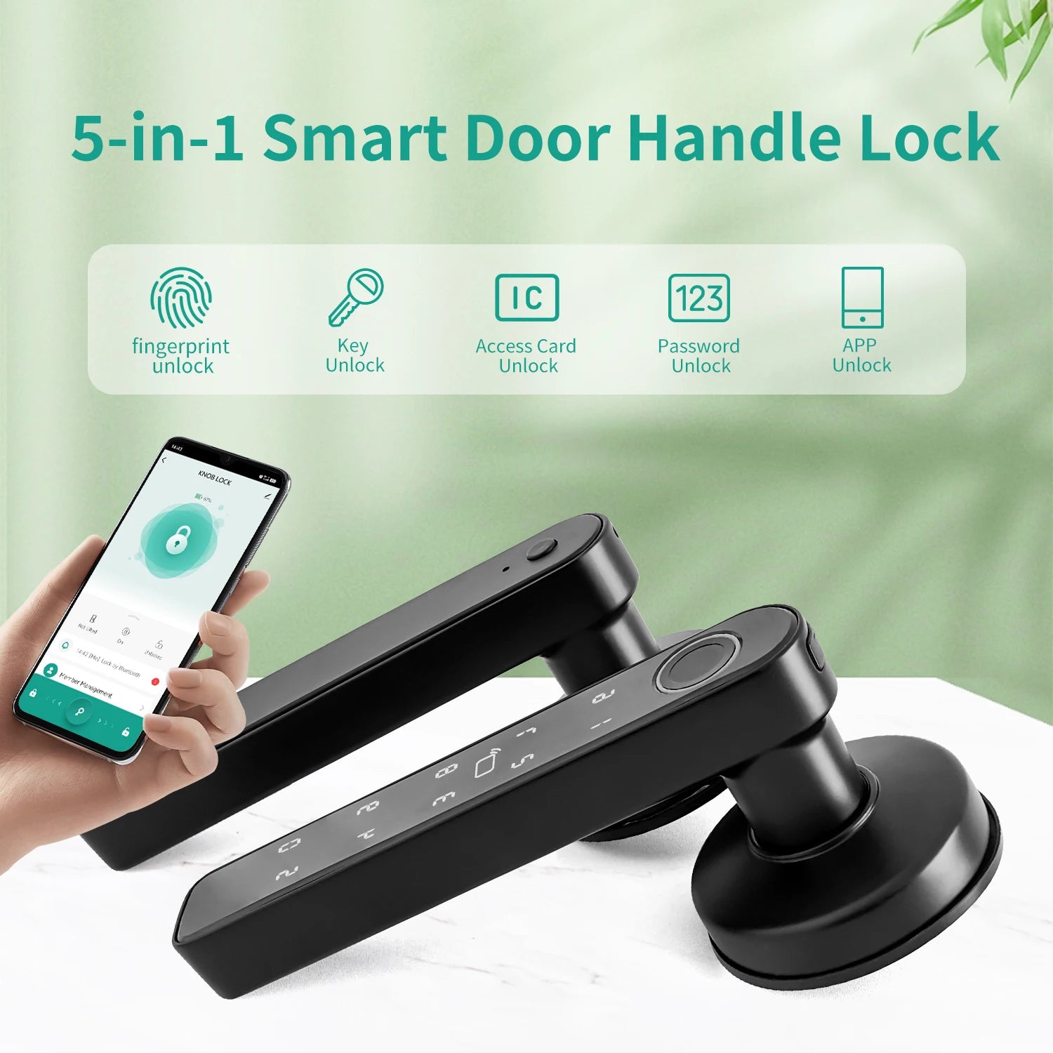 Tuya 5-in-1 Smart Door Lock with Fingerprint Access - Smarsty